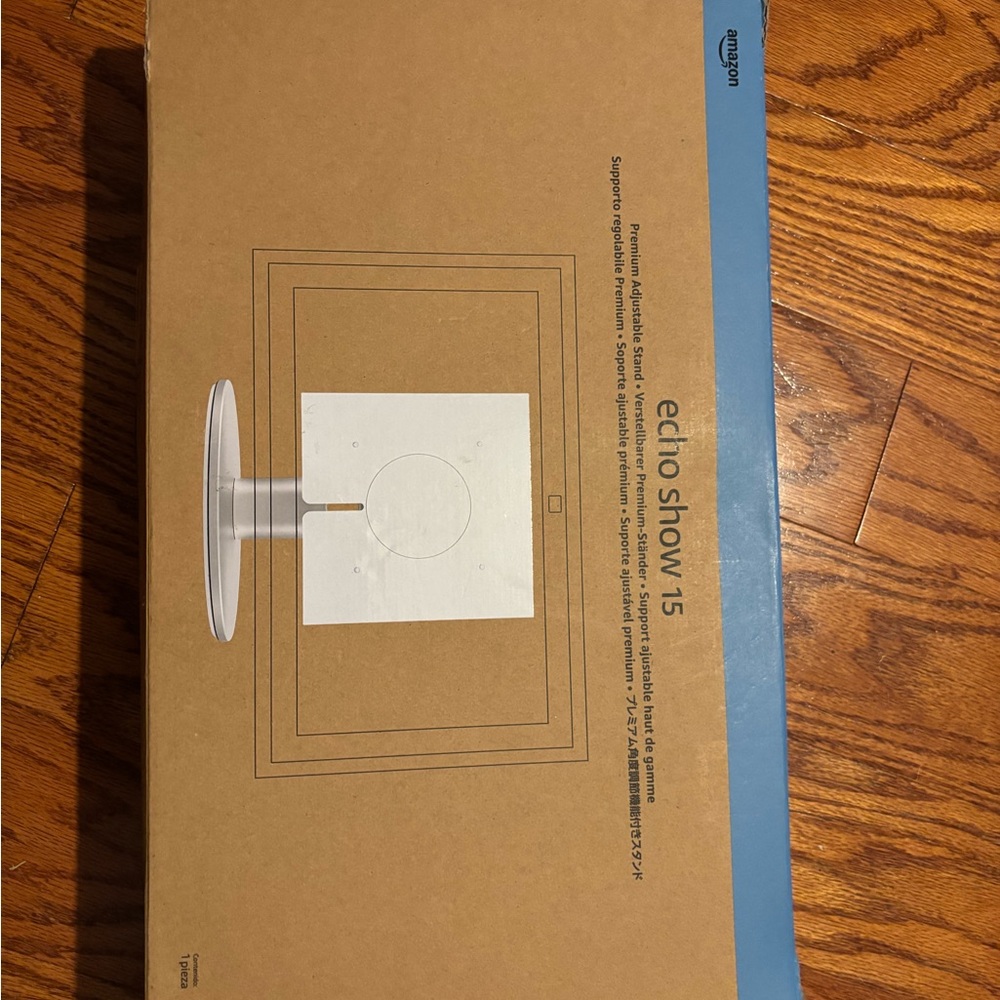 Amazon Echo Show 15 Smart Display in Brown and Blue Box